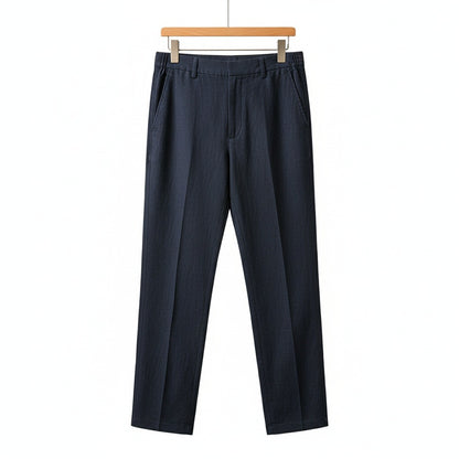 Men's Summer Linen Trousers - Midnight Blue - Front View