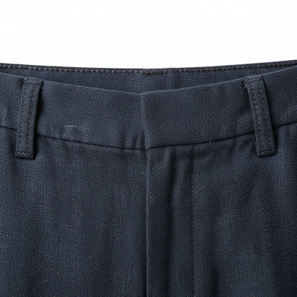 Men's Summer Linen Trousers - Midnight Blue - Texture Close Up