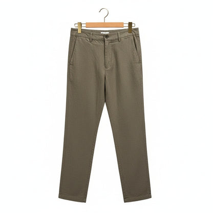 Men's Summer Linen Trousers - Olive Drab - Front View
