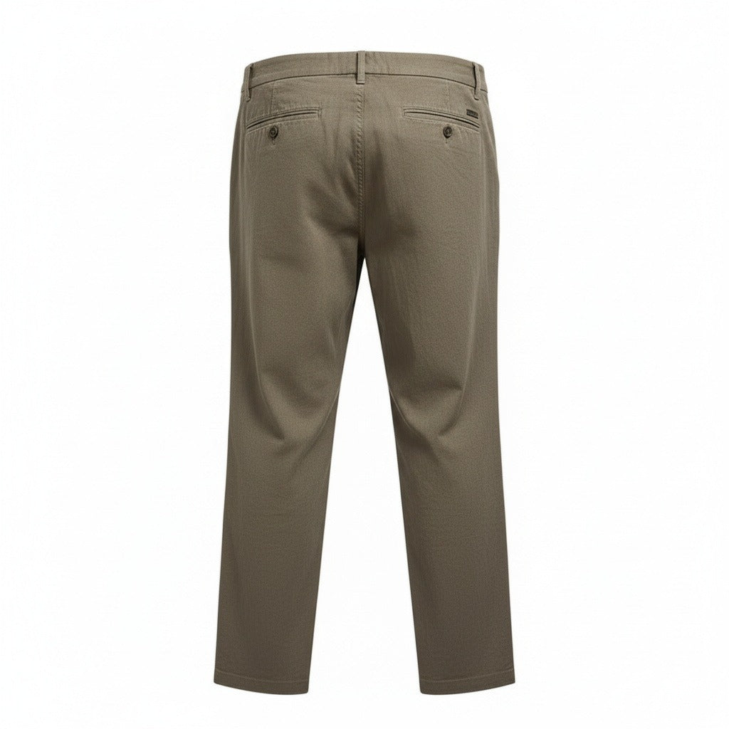 Men's Summer Linen Trousers - Olive Drab - Fabric Detail