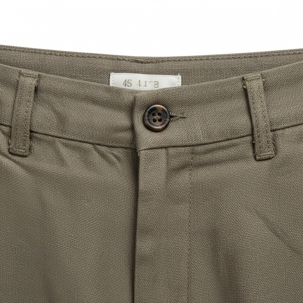 Men's Summer Linen Trousers - Olive Drab - Texture Close Up