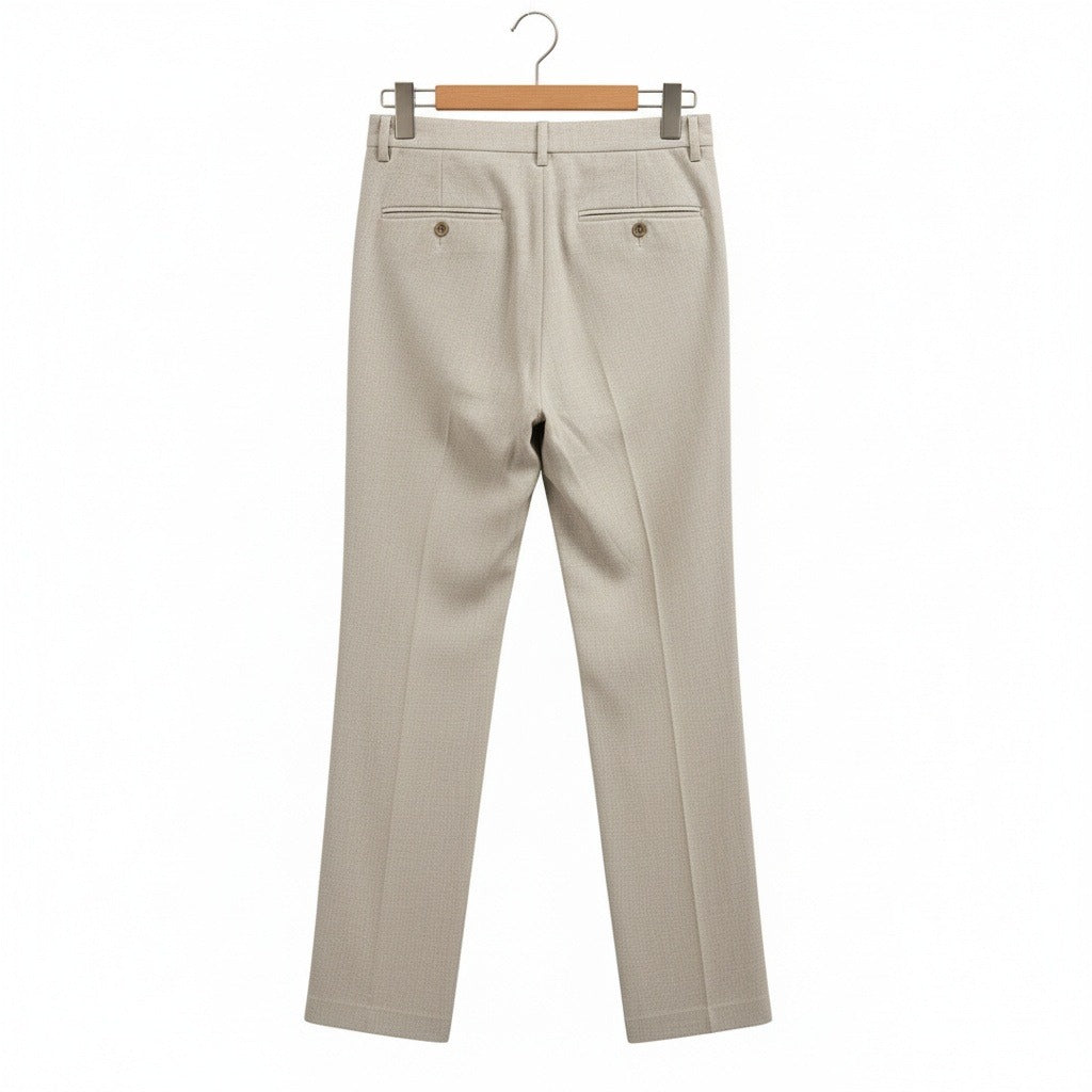 Men's Summer Linen Trousers - Light Gray - Fabric Detail