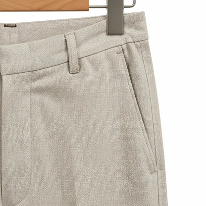 Men's Summer Linen Trousers - Light Gray - Texture Close Up