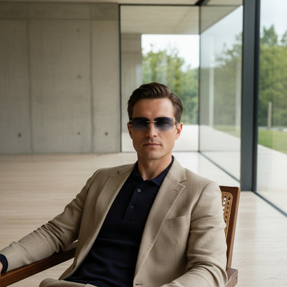 Men's Sunglasses Vintage - Gradient Blue - Side Profile