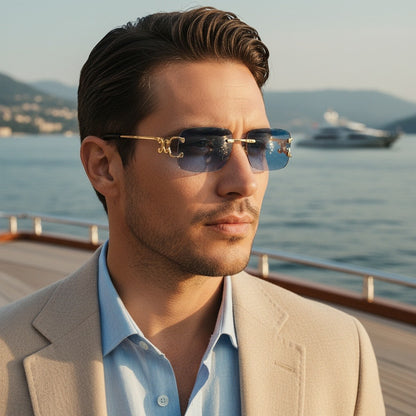 Men's Sunglasses Vintage - Skyline Blue - Angled Shot