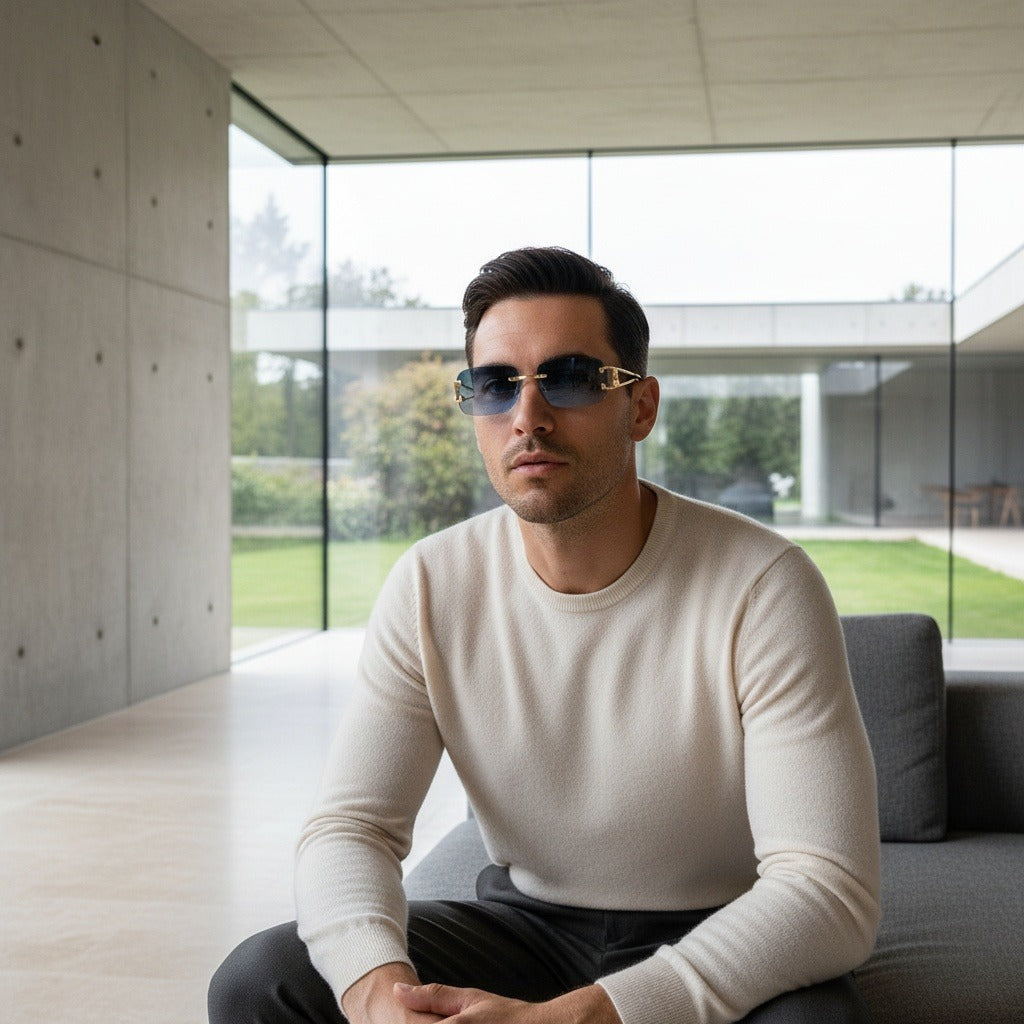 Men's Sunglasses Vintage - Skyline Blue - Side Profile