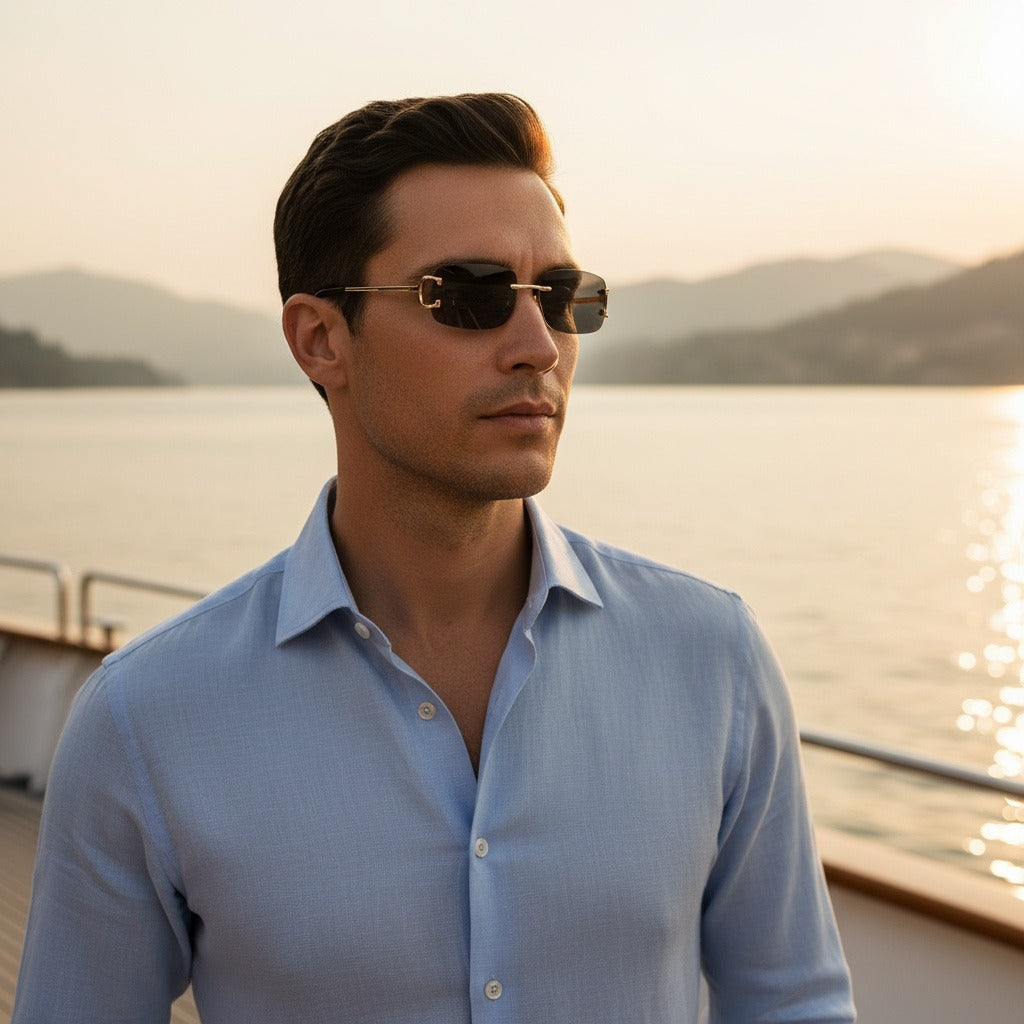 Men's Sunglasses Vintage - Smokey Black - Angled Shot