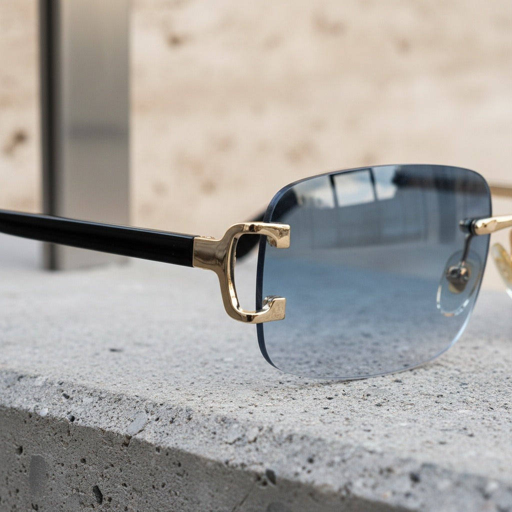 Men's Sunglasses Vintage - Gradient Blue - Back View