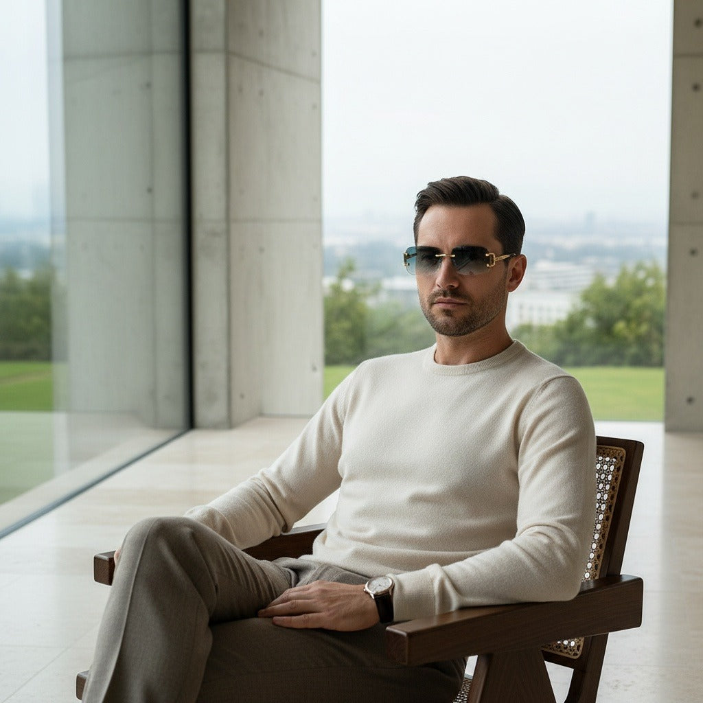 Men's Sunglasses Vintage - Aqua Mist - Side Profile