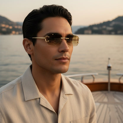 Men's Sunglasses Vintage - Amber Glow - Angled Shot