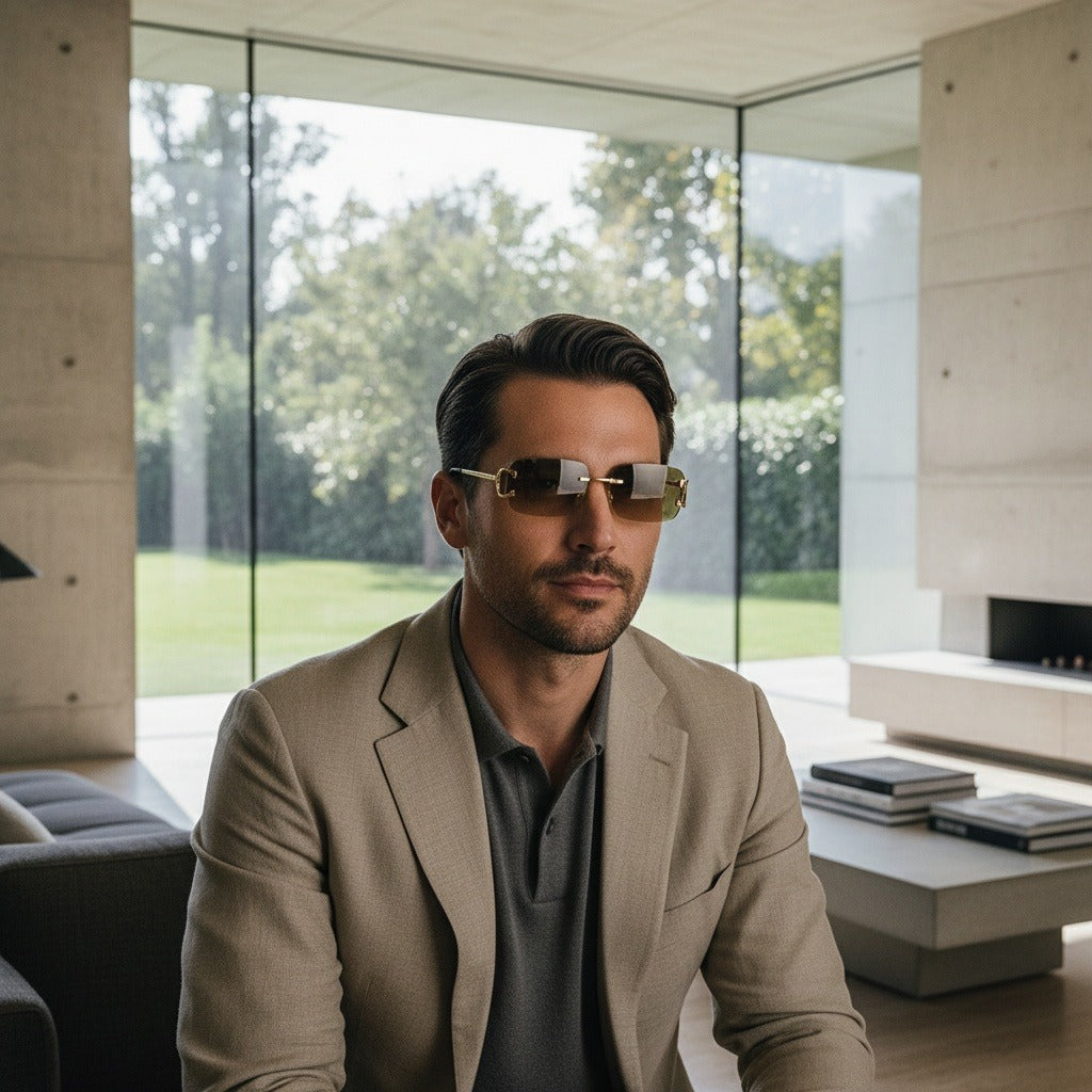 Men's Sunglasses Vintage - Amber Glow - Side Profile