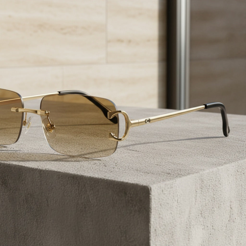 Men's Sunglasses Vintage - Amber Glow - Back View