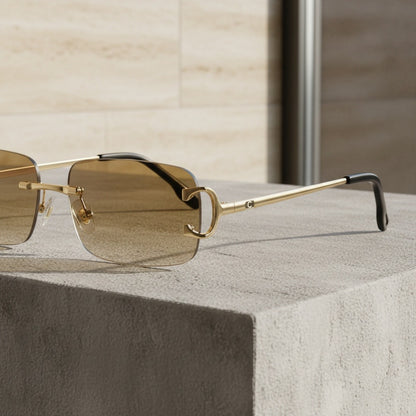 Men's Sunglasses Vintage - Amber Glow - Back View