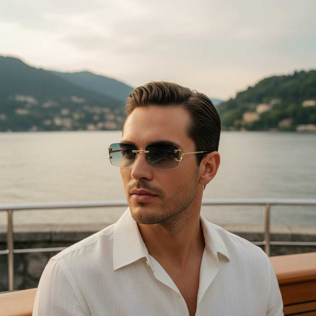 Men's Sunglasses Vintage - Mirage Blue - Angled Shot