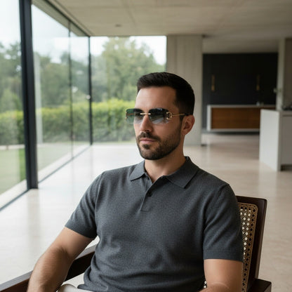 Men's Sunglasses Vintage - Mirage Blue - Side Profile