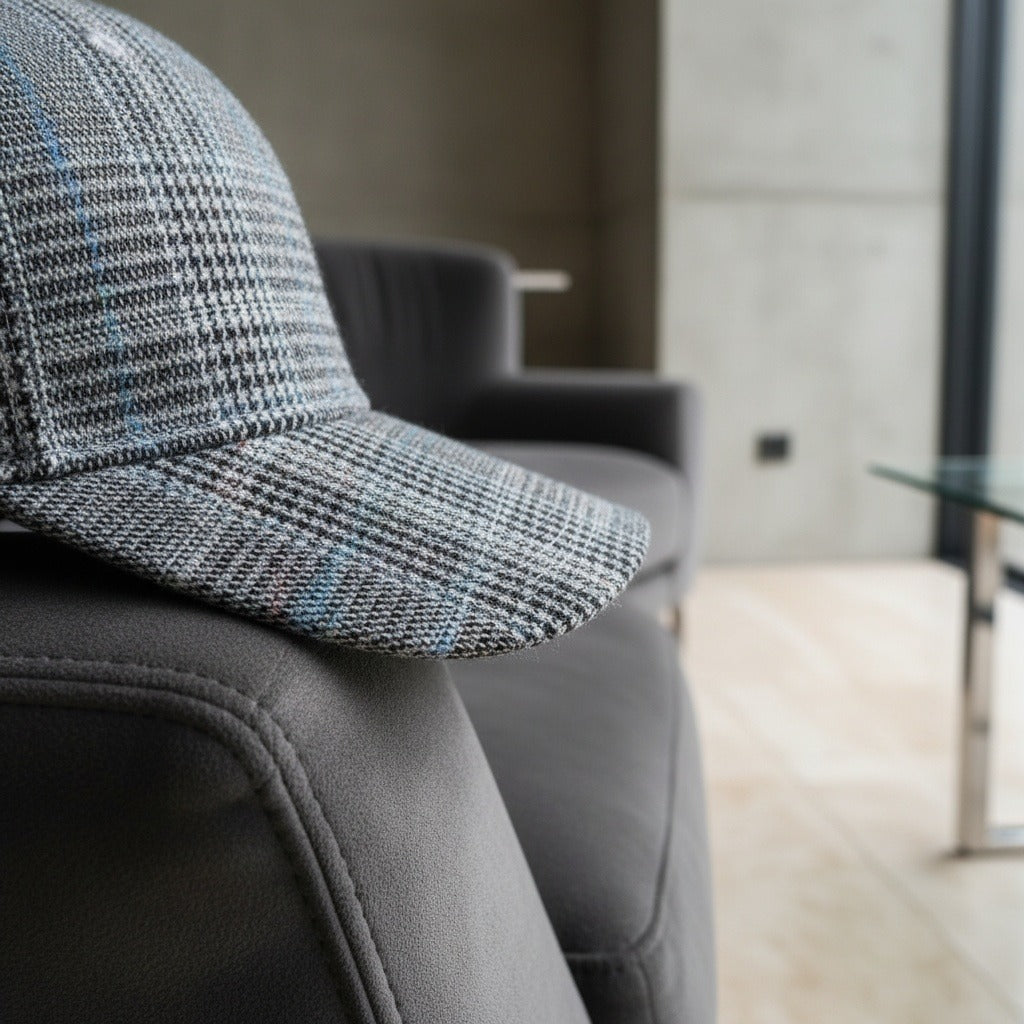 Mens Tartan Caps - Prince Of Wales Check - Back View