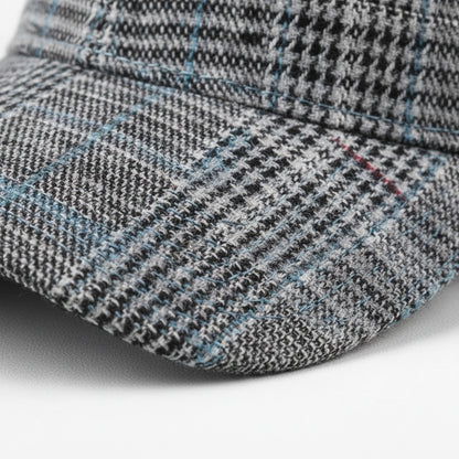 Mens Tartan Caps - Prince Of Wales Check - Texture Close Up