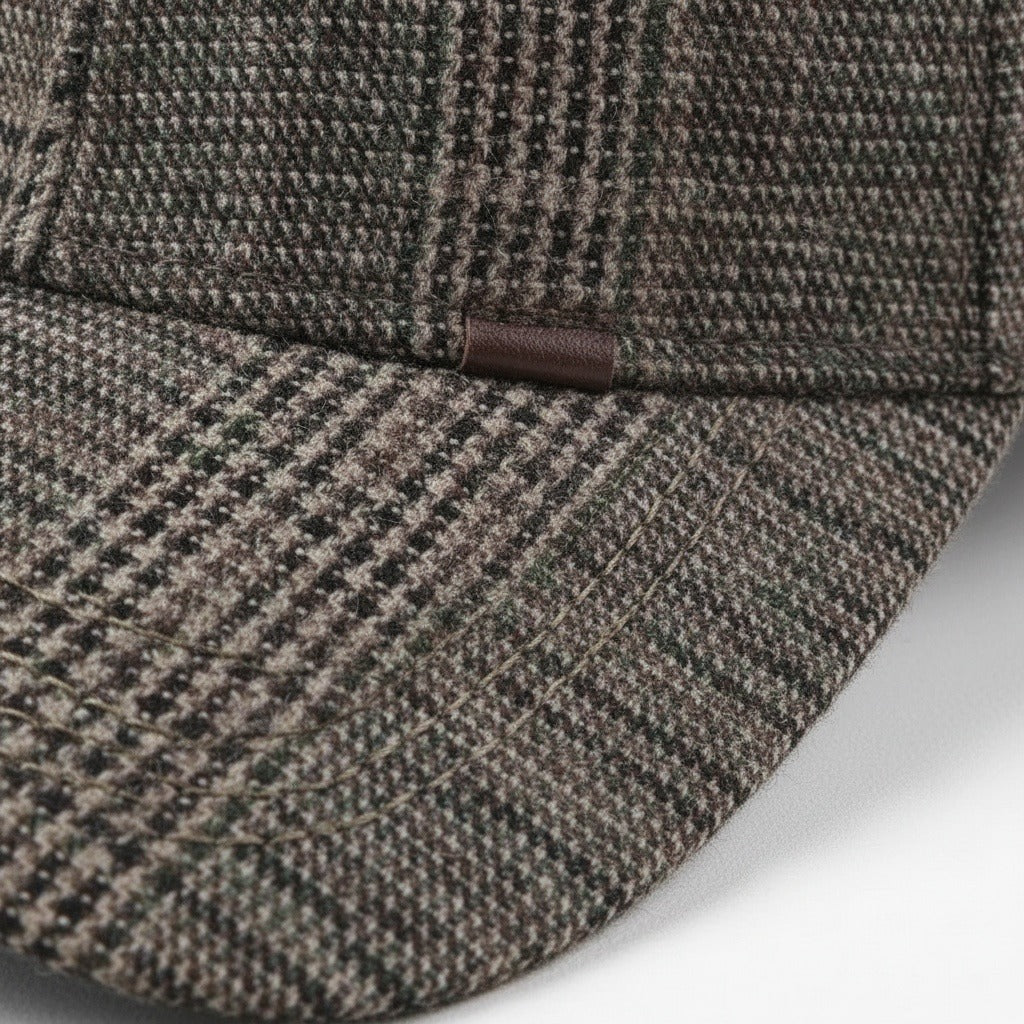 Mens Tartan Caps - Houndstooth - Texture Close Up