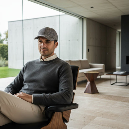Mens Tartan Caps - Plaid Check - Side Profile