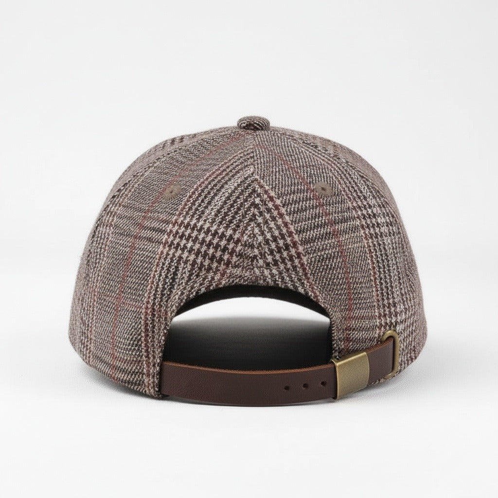 Mens Tartan Caps - Glen Plaid - Fabric Detail
