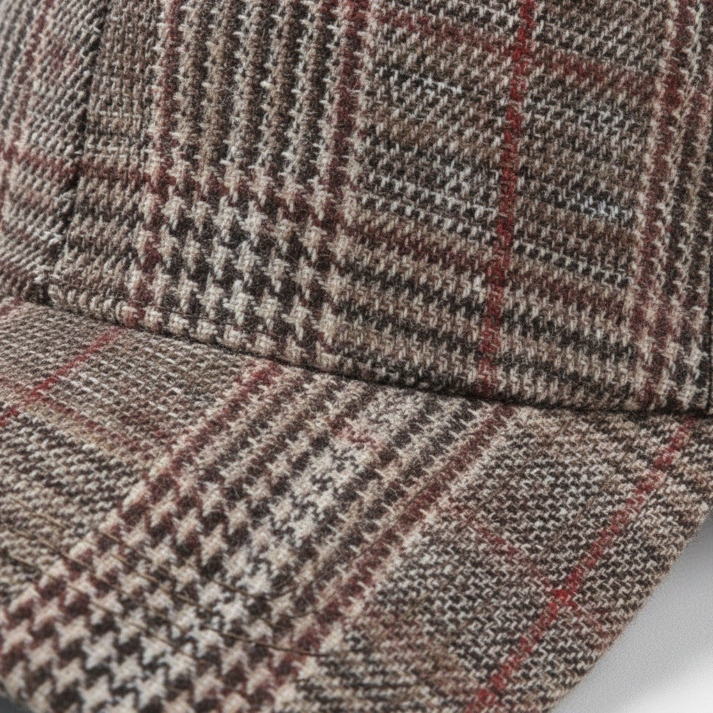 Mens Tartan Caps - Glen Plaid - Texture Close Up