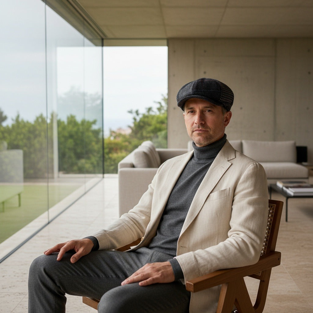 Mens Tartan Flat Caps - Heritage Tweed - Side Profile