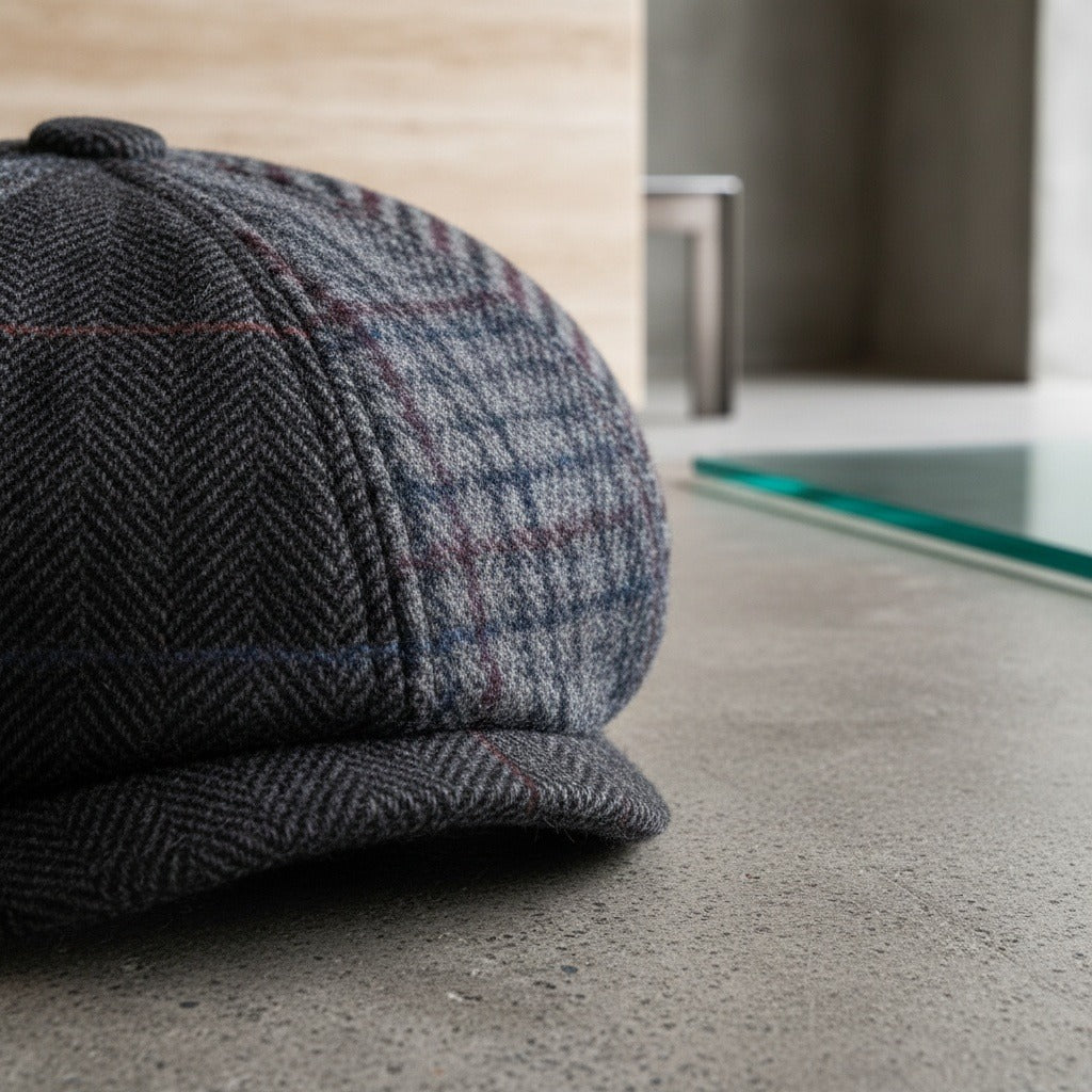 Mens Tartan Flat Caps - Heritage Tweed - Back View