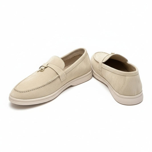 Mens Tassel Loafers - Beige - Front View