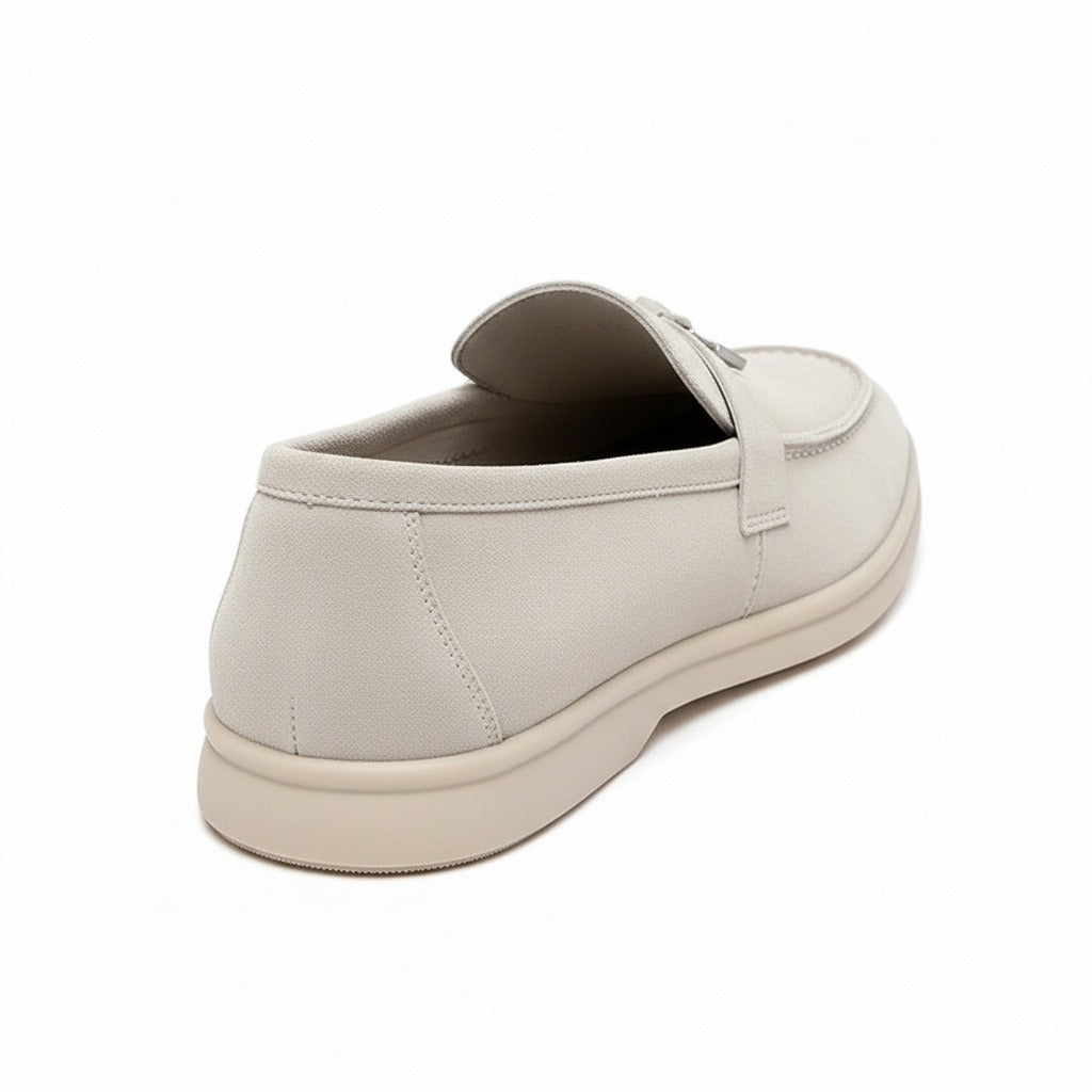 Mens Tassel Loafers - Stone - Fabric Detail