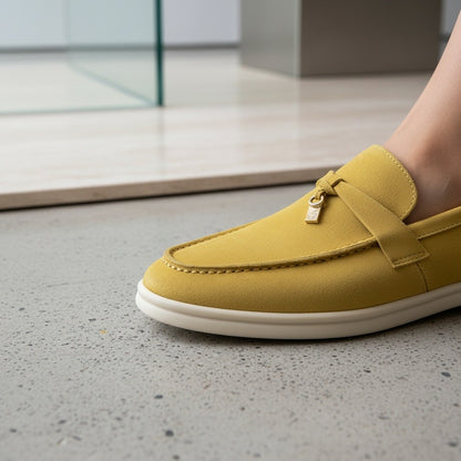 Mens Tassel Loafers - Ochre - Back View