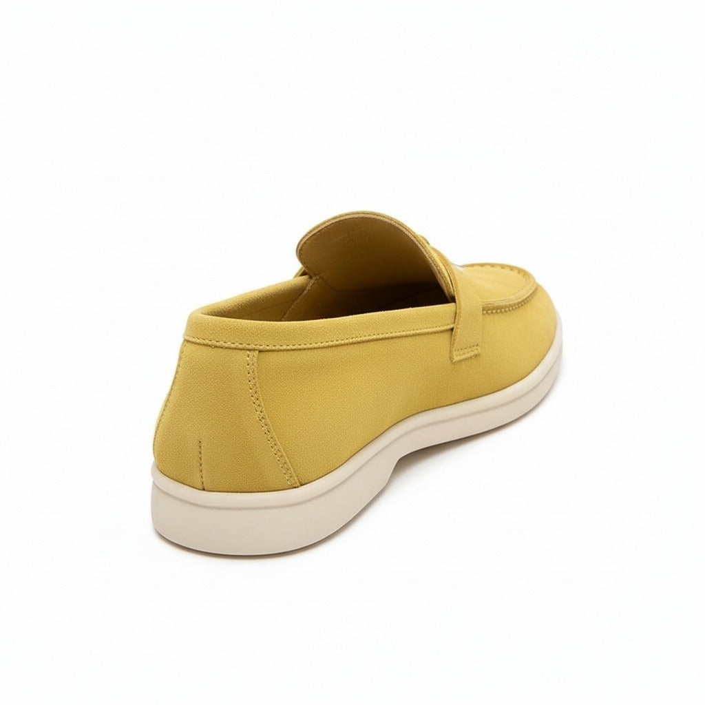 Mens Tassel Loafers - Ochre - Fabric Detail