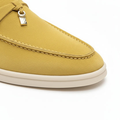 Mens Tassel Loafers - Ochre - Texture Close Up