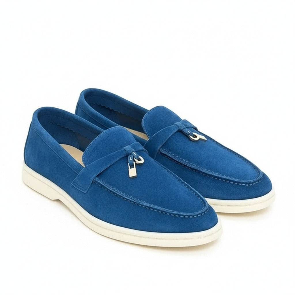 Mens Tassel Loafers - Royal Blue - Front View