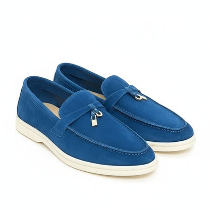 Mens Tassel Loafers - Royal Blue - Front View