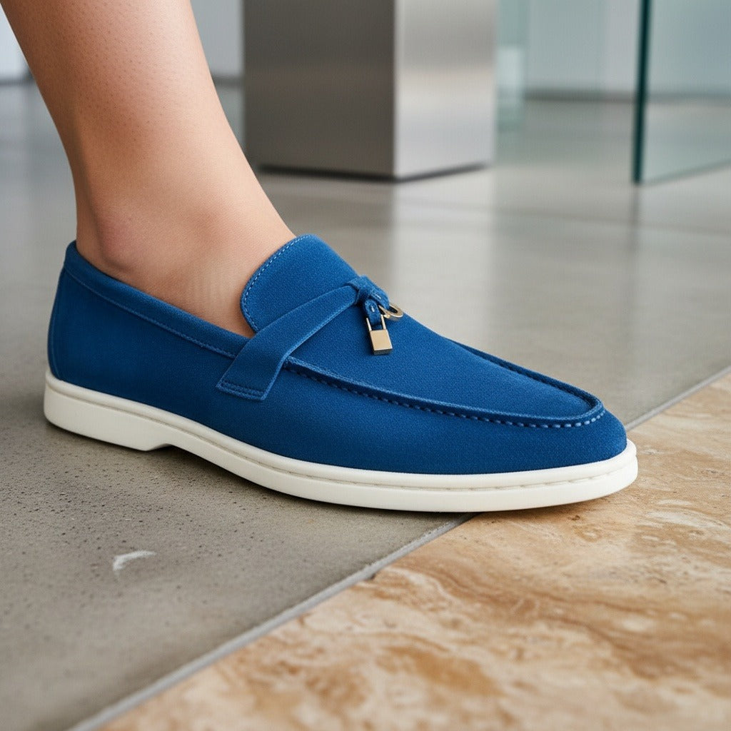 Mens Tassel Loafers - Royal Blue - Back View