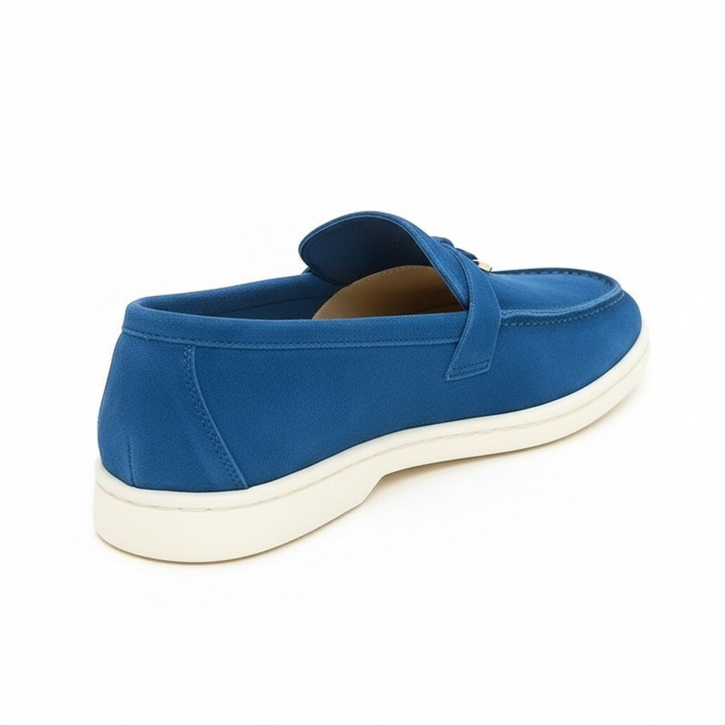Mens Tassel Loafers - Royal Blue - Fabric Detail