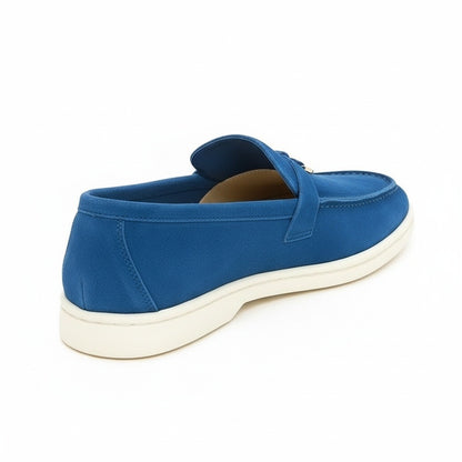 Mens Tassel Loafers - Royal Blue - Fabric Detail