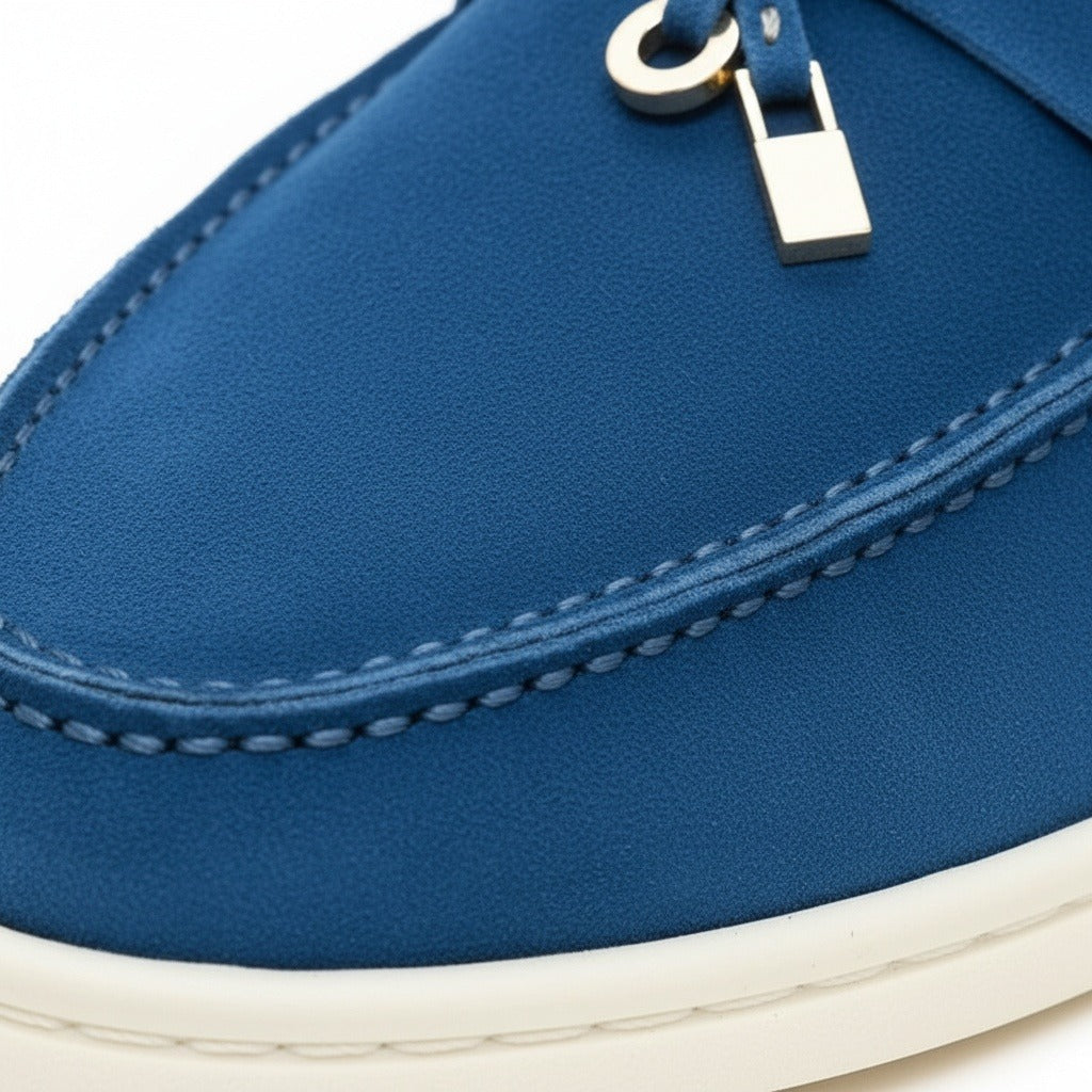 Mens Tassel Loafers - Royal Blue - Texture Close Up