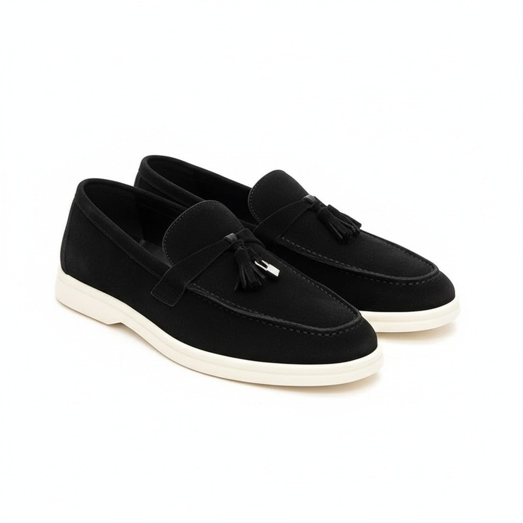 Mens Tassel Loafers - Ebony - Front View
