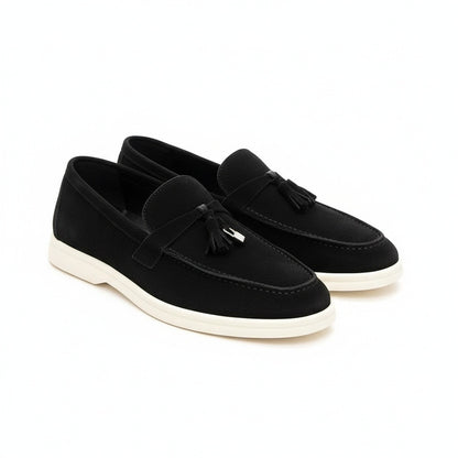Mens Tassel Loafers - Ebony - Front View