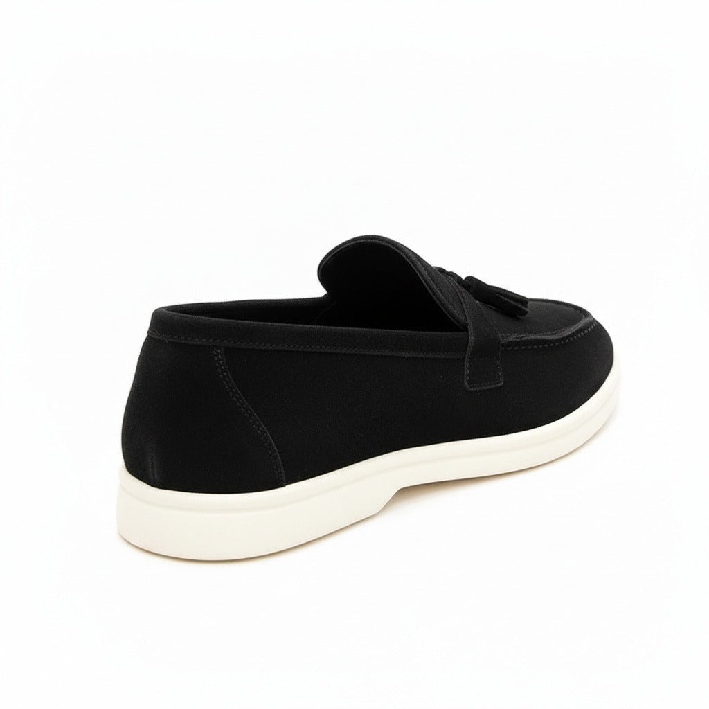 Mens Tassel Loafers - Ebony - Fabric Detail