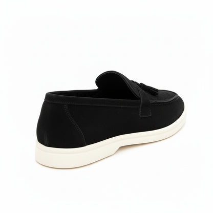Mens Tassel Loafers - Ebony - Fabric Detail