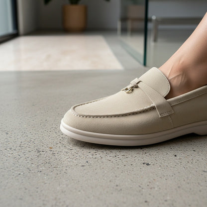 Mens Tassel Loafers - Beige - Back View