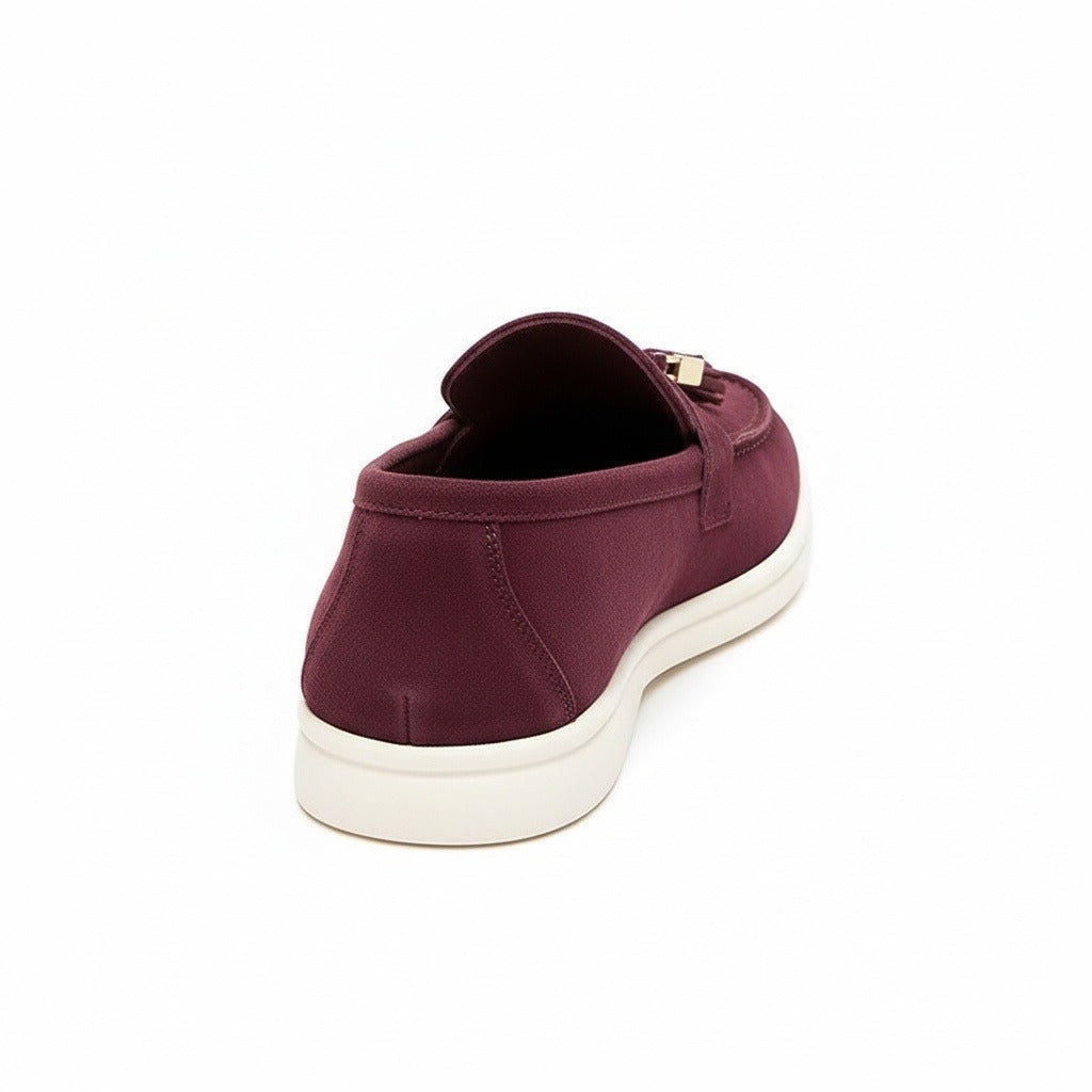 Mens Tassel Loafers - Burgundy - Fabric Detail