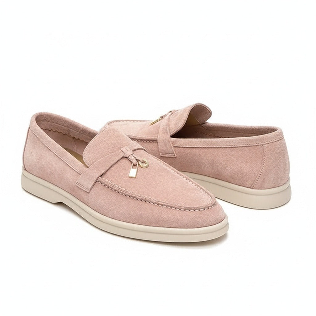 Mens Tassel Loafers - Rose Mist - Front View