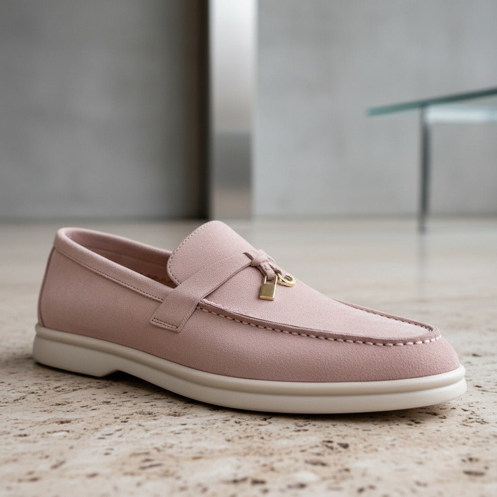Mens Tassel Loafers - Rose Mist - Back View