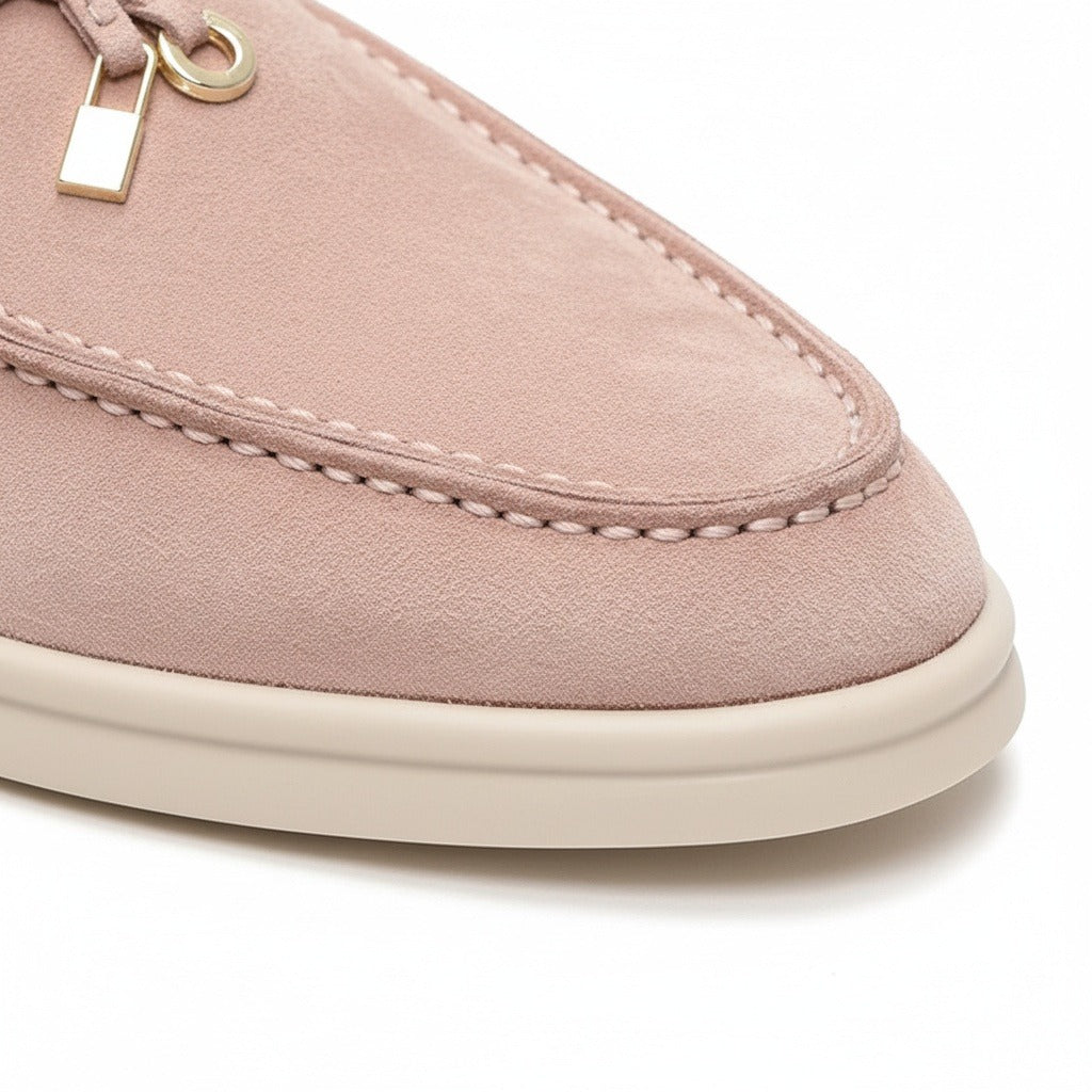 Mens Tassel Loafers - Rose Mist - Texture Close Up