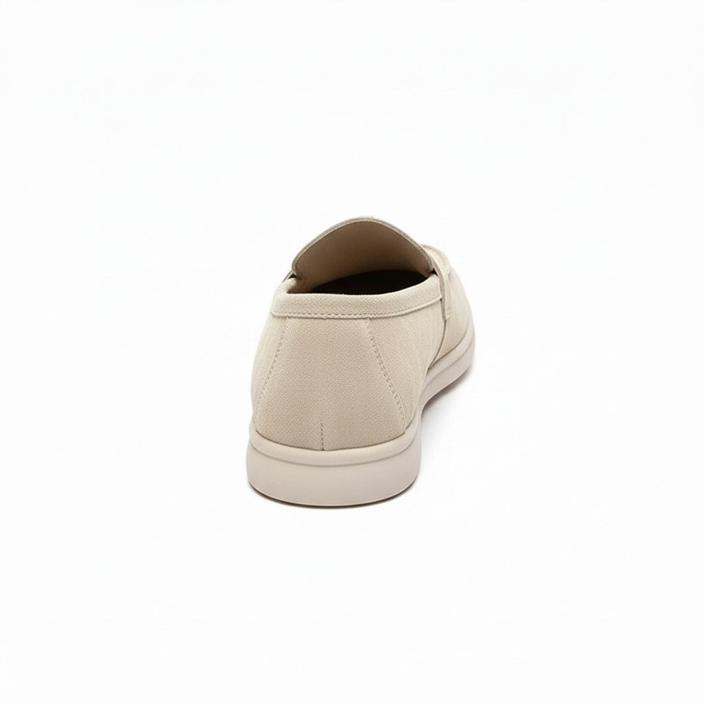 Mens Tassel Loafers - Beige - Fabric Detail