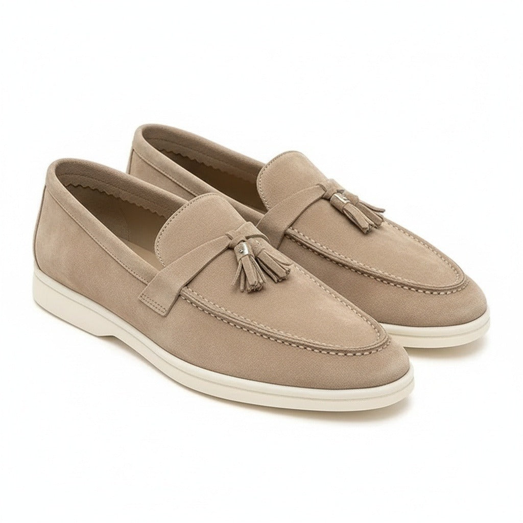 Mens Tassel Loafers - Fawn - Front View