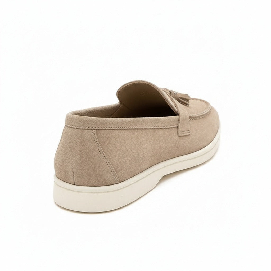 Mens Tassel Loafers - Fawn - Fabric Detail